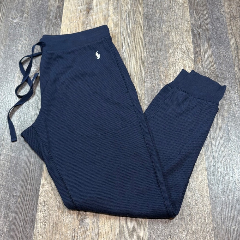 Polo Ralph Lauren Joggers Mens Large Blue Thermal Waffle Knit Sleepwear Pants